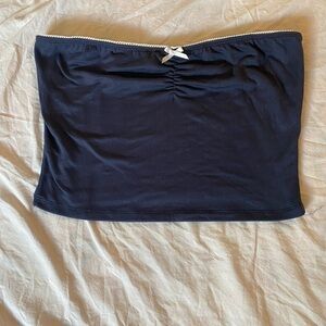 Navy Blue Tube Top with Bow Accent - XL